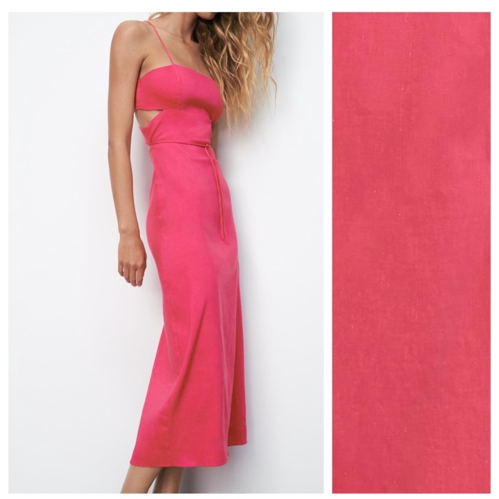 Unique pink ZARA MIDI dress in size Medium. New with tags!!!